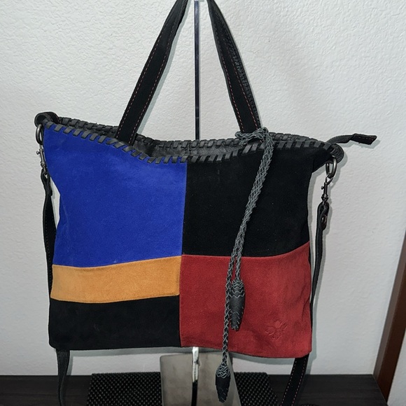 Patricia Nash Suede Color Black Multi Satchel - Picture 4 of 11